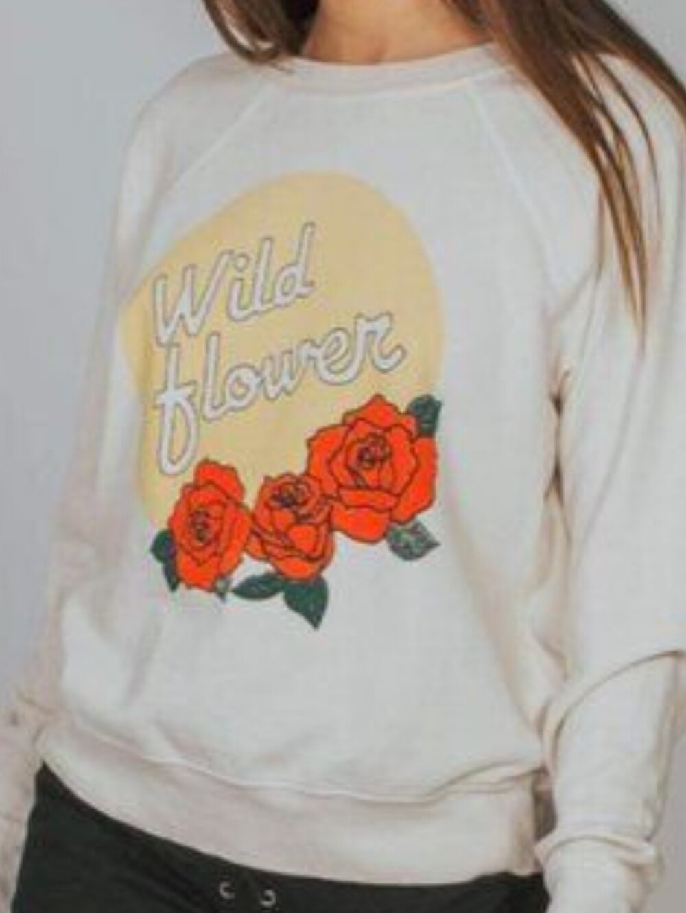 Mate The Label Wild Flower French Terry Pullover Sweatshirt In Cream
